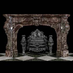  Large French Rosso Levanto Marble Fireplace