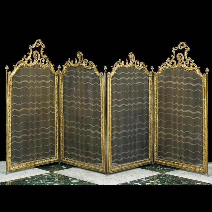 Rococo French Gilt Brass Folding Fire Screen