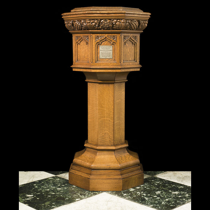 An Arts & Crafts Carved Oak Font 