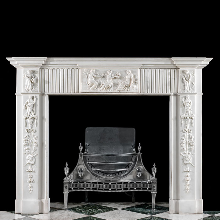 A Georgian Statuary Marble antique fireplace surround.