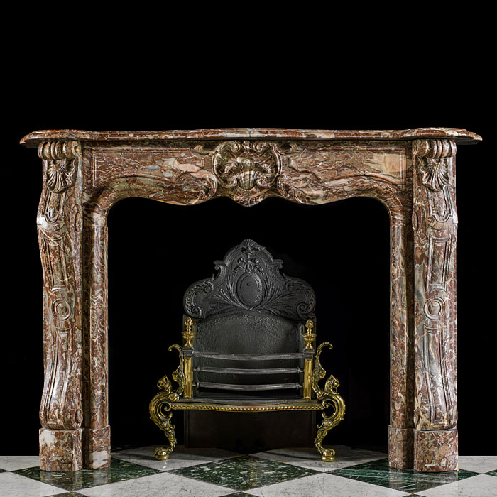  A Rococo style Rouge Royal Marble antique chimneypiece   