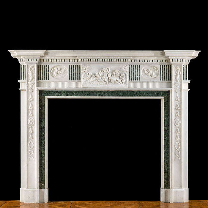  A Georgian Style Statuary Marble Fireplace