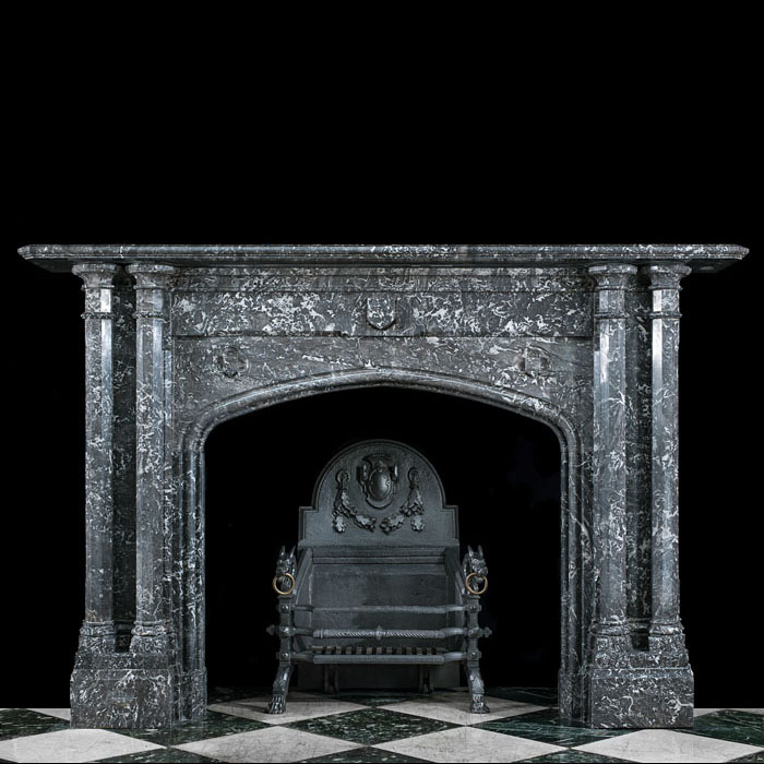 A Gothic Revival Antique Marble Fireplace