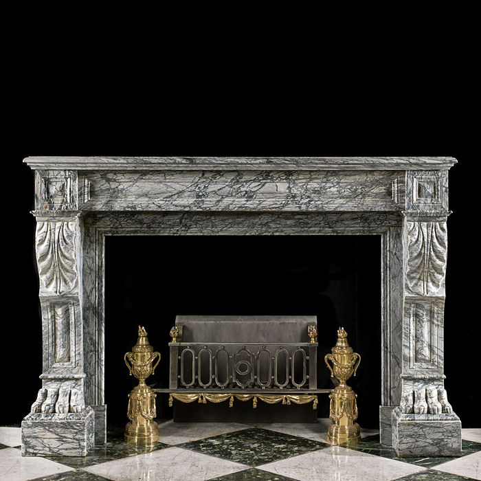 Louis XVI Bardiglio marble fireplace mantel    