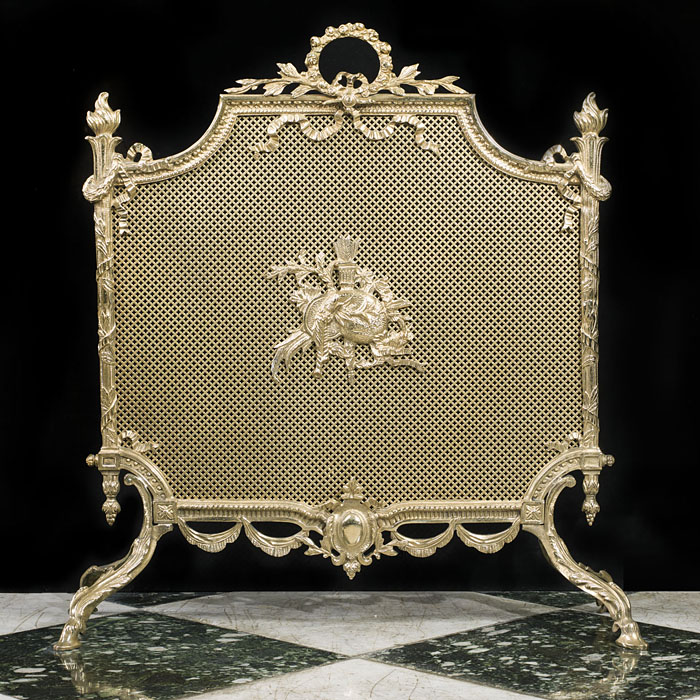 A Louis XVI Style Gilt Brass Fire Screen