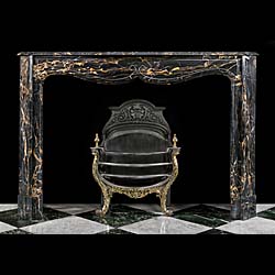 French Rococo Style Portoro Marble Fireplace