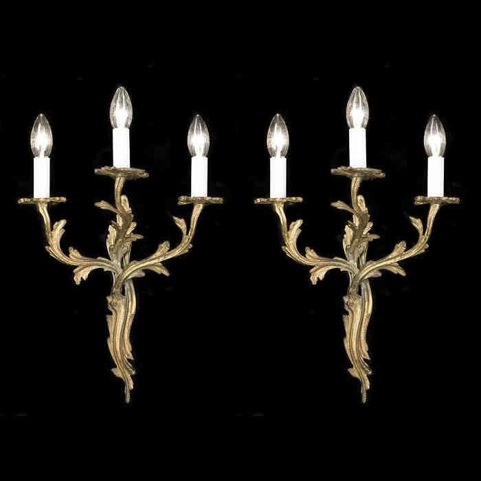 Pair of Rococo Style Triple Arm Wall Lights