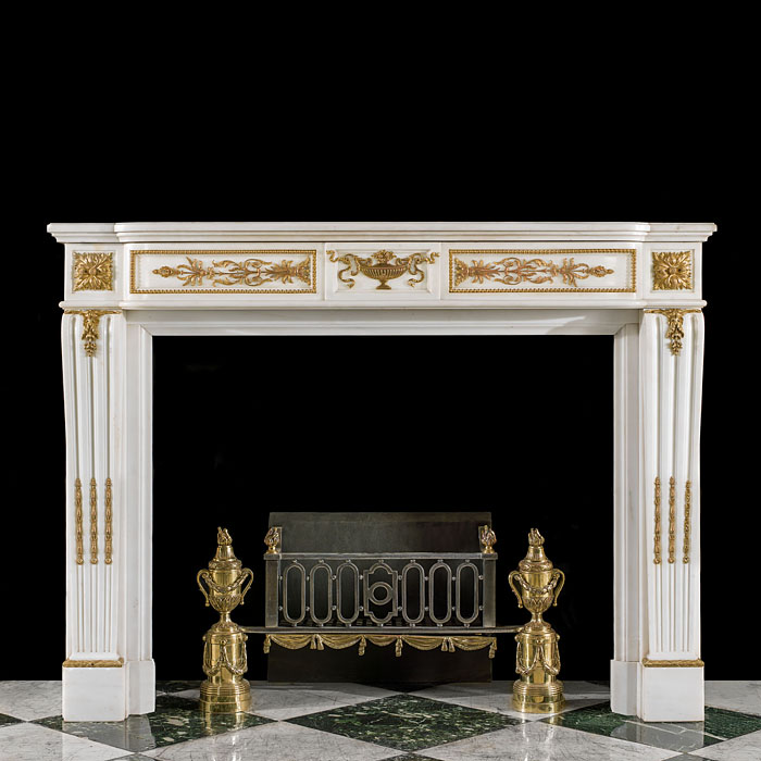  Statuary Marble and Ormolu Louis XVI Fireplace 