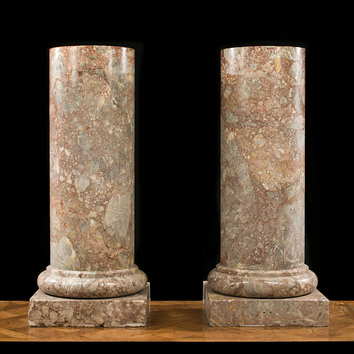 A Pair of Breccia Marble Victorian Columns