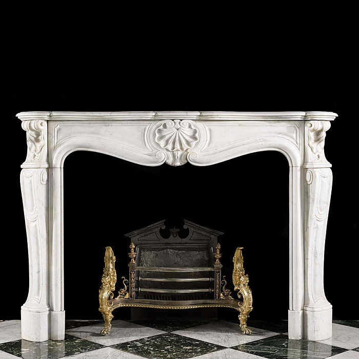 French Rococo style Carrara Marble fireplace mantel    