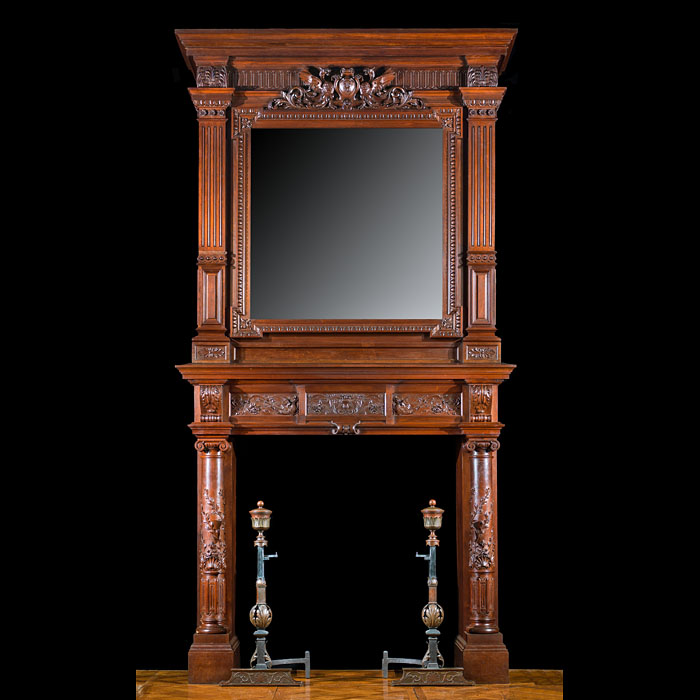 A French Renaissance Style Walnut Fireplace 