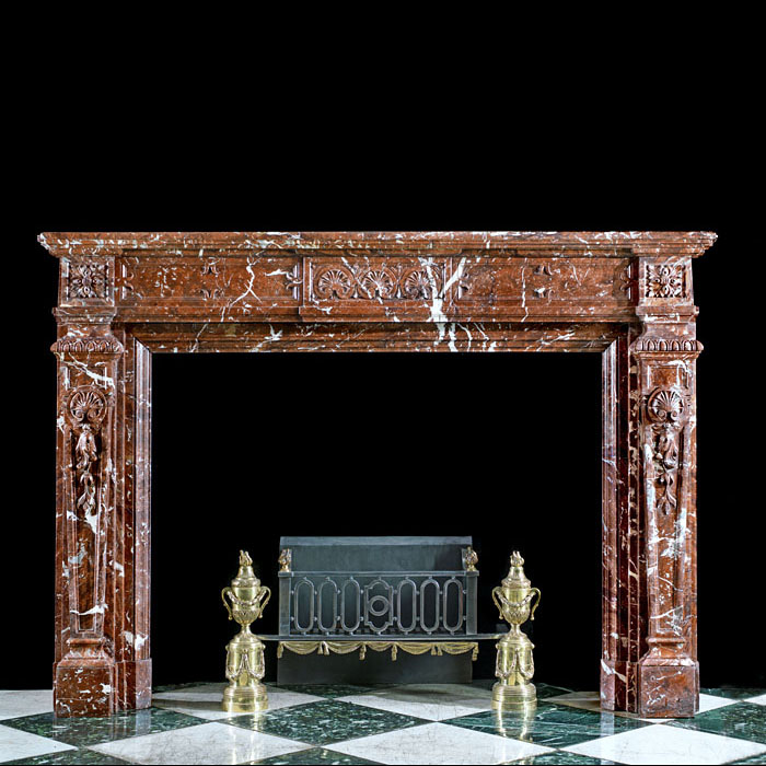 A Belgian Griotte Marble Victorian Fireplace