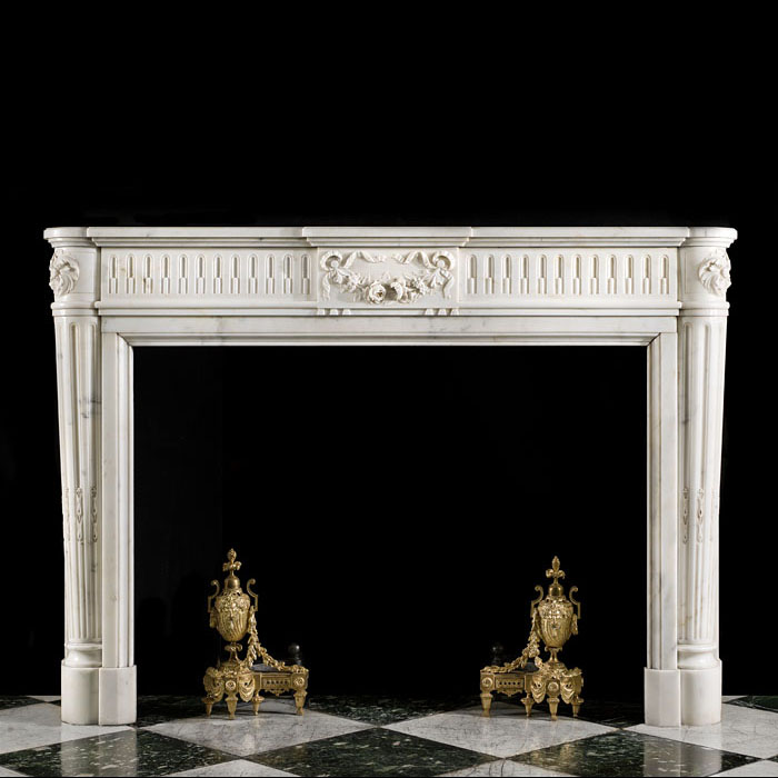 A Louis XVI Statuary Marble Fireplace Mantel