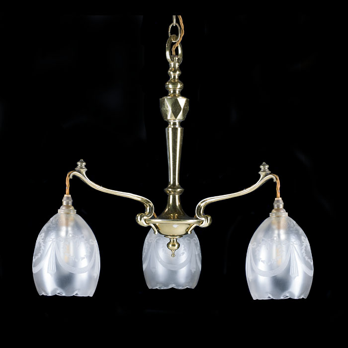 A Three Branch Art Nouveau Ceiling Light