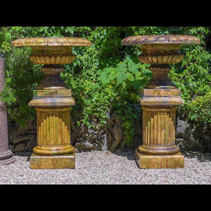Pair of Large Scottish Glazed Stoneware Urns