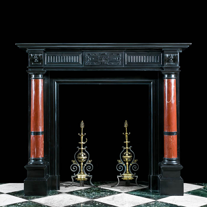  A Belgian Black Marble Antique Fireplace