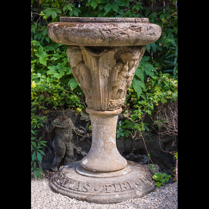 A 19th century carved stone bird bath