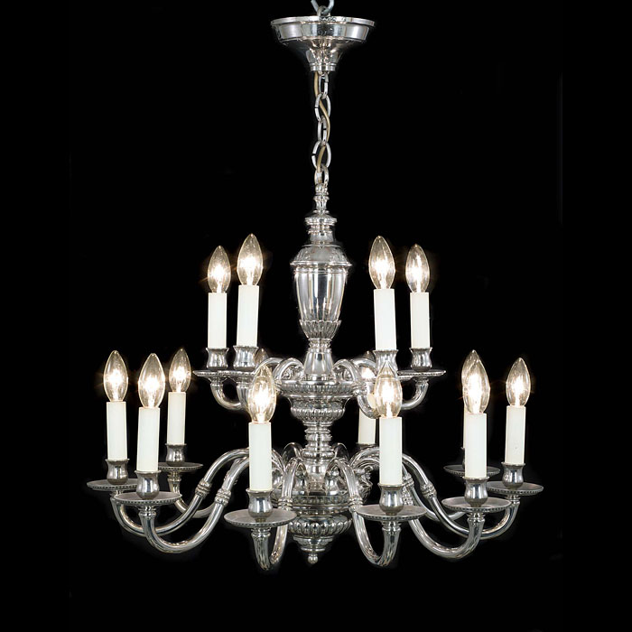 Large Regency Style Nickel Plated Chandelier