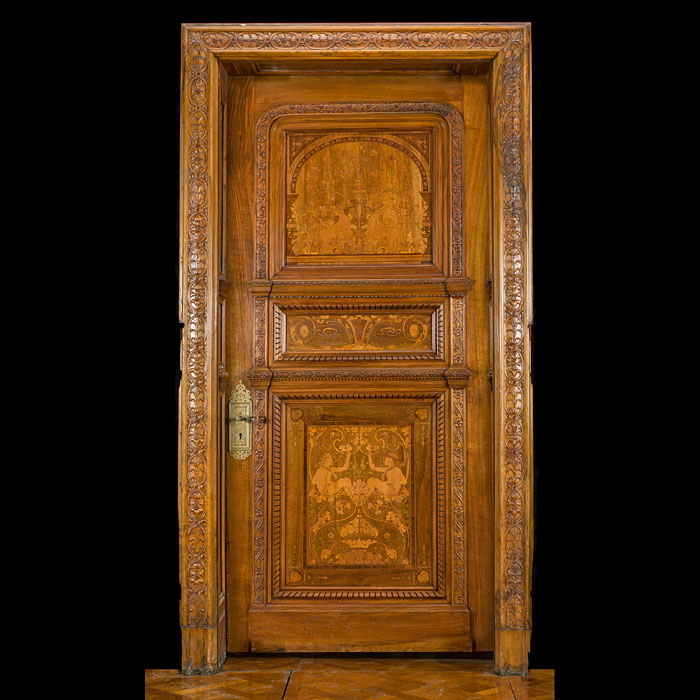 A Victorian Walnut Marquetry Door