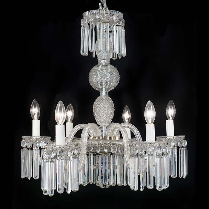  A Regency style six branch cut glass antique chandelier   