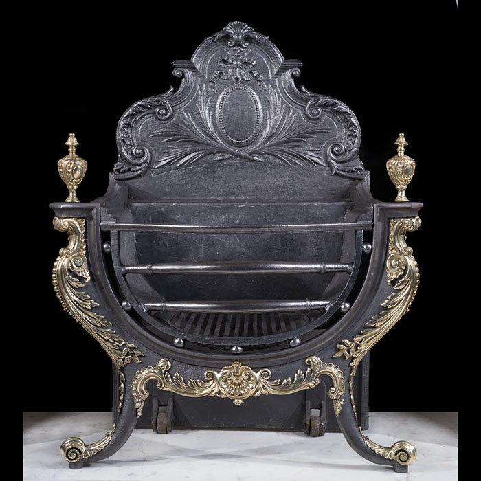  A Large Rococo Style Cast Iron Fire Grate