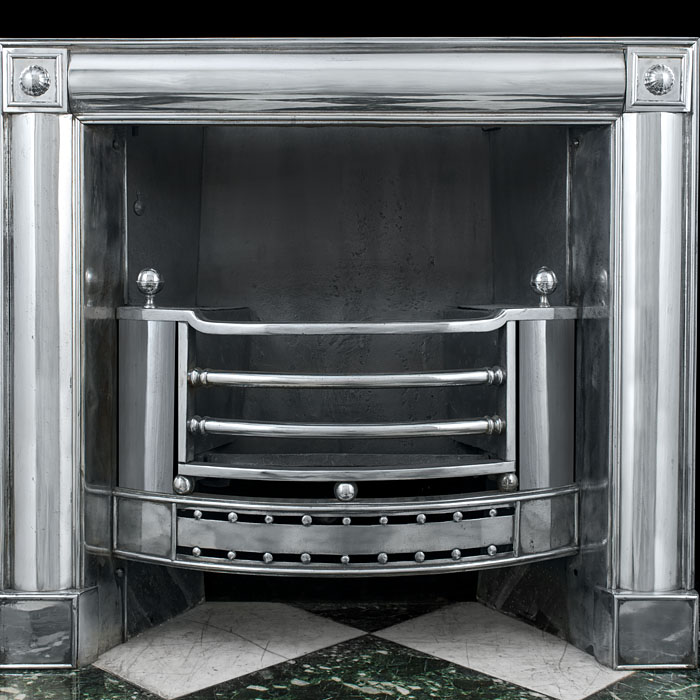 A polished steel antique Regency register grate    