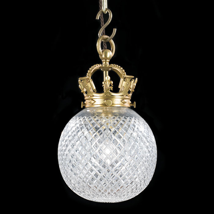 A Cut Glass Globe Shaped Ceiling Light