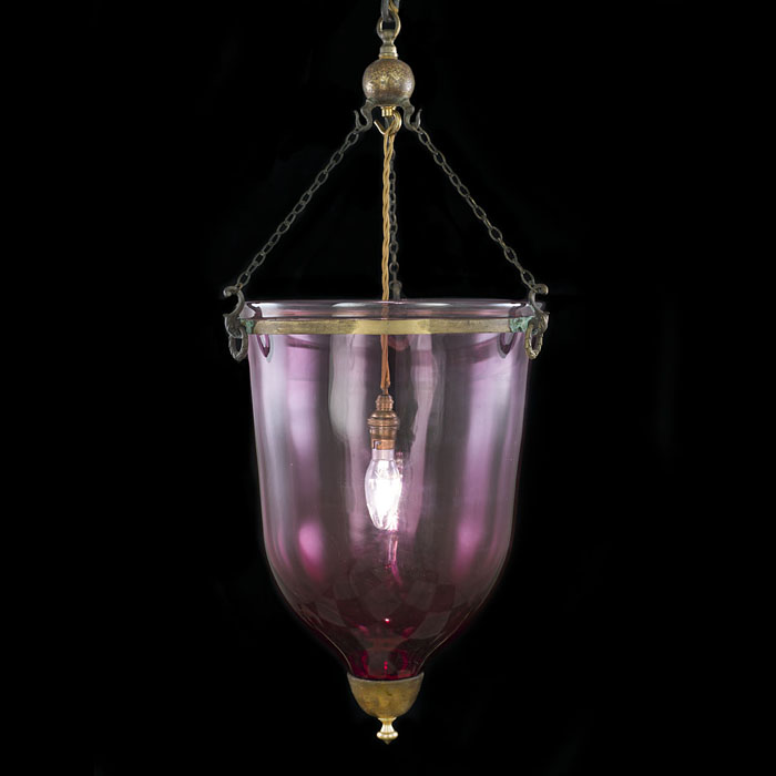 A Cranberry Coloured Glass Ceiling Light