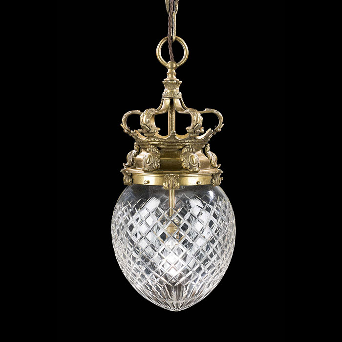 A Cut Glass Edwardian Pendant Hall Light