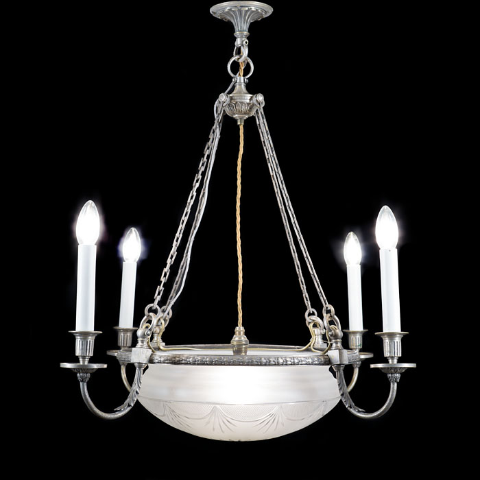 Silvered Ceiling Light with Frosted Bowl 