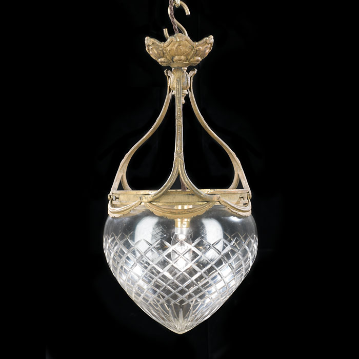 A Cut Glass Edwardian Teardrop Ceiling Light