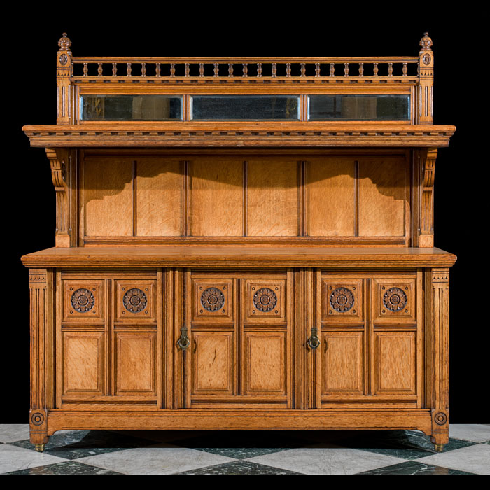 A Gothic Revival golden oak Victorian buffet