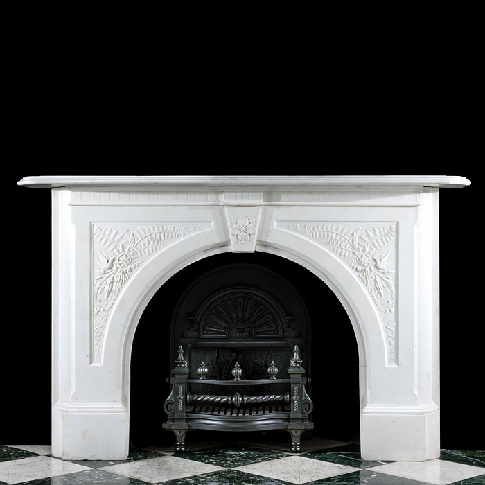  An Arched Statuary Marble Antique Fireplace