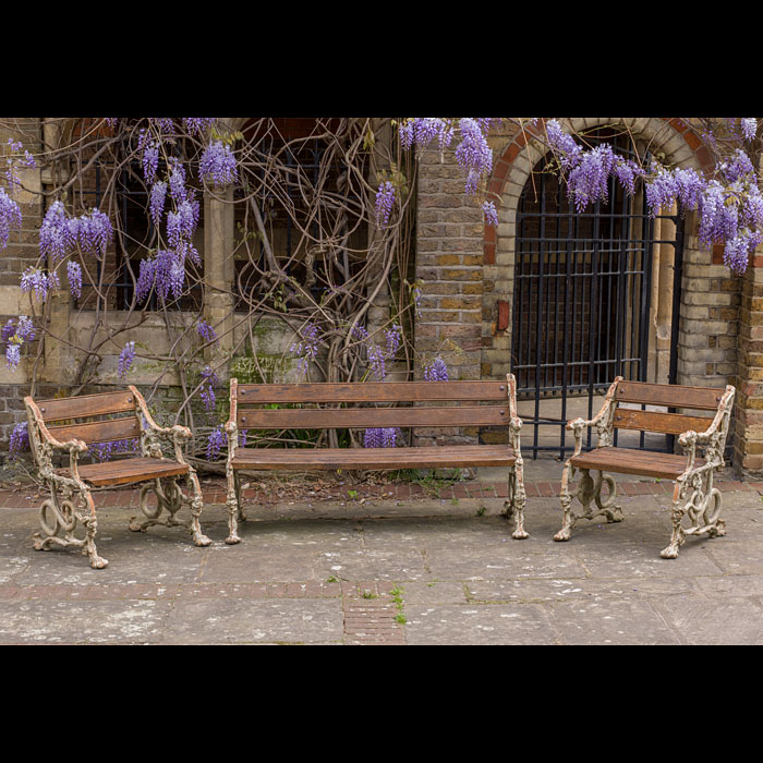 A Coalbrookdale style suite of garden seats