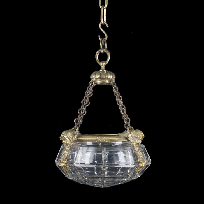 A small, cut glass & ormolu ceiling light