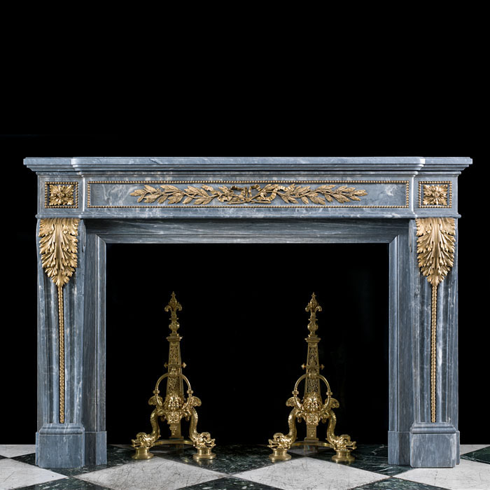 A Louis XVI Bardiglio Marble Chimneypiece