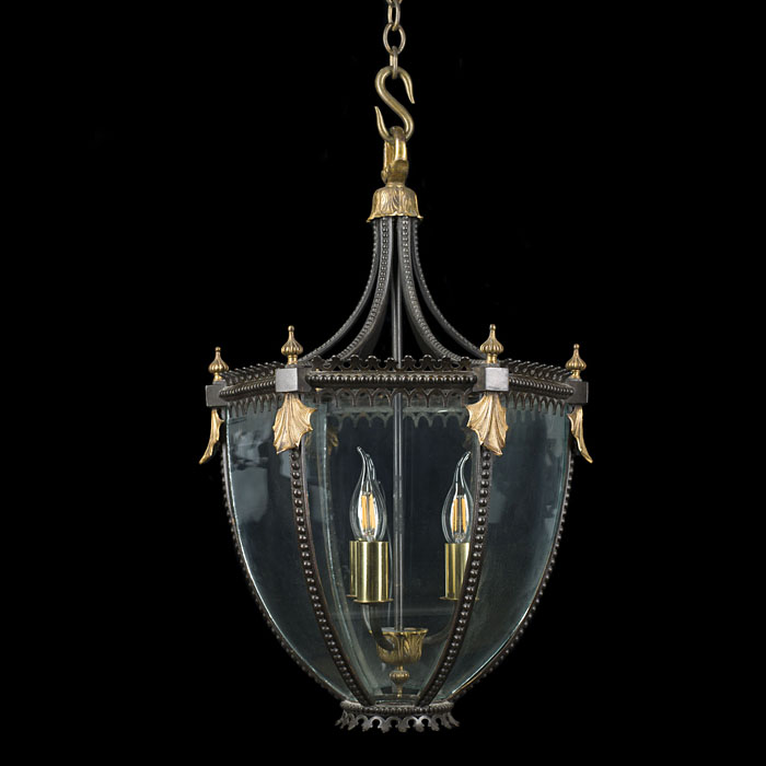 A large bronze Regency hall lantern