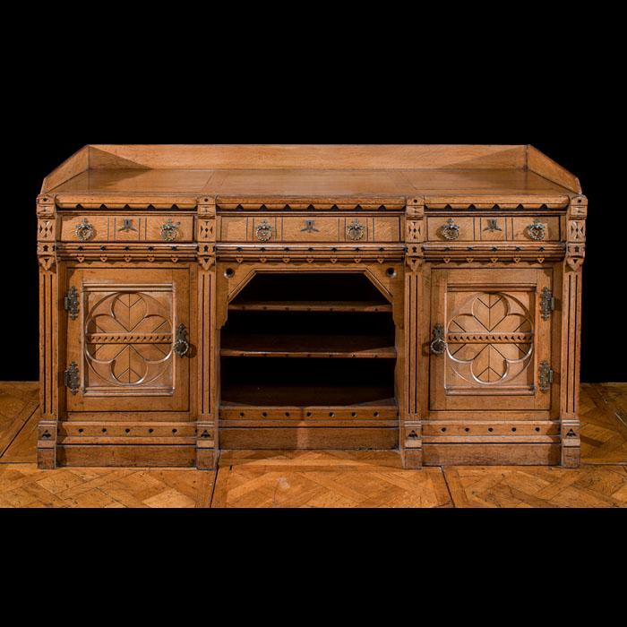 A Gothic Revival Bevan Inlaid Oak sideboard