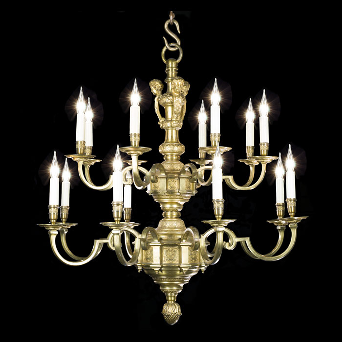  Grand French Sixteen Arm Gilt Chandelier 