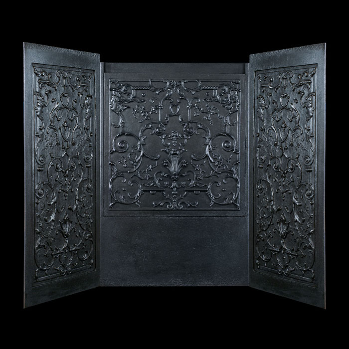 Renaissance style cast iron fireplace panels