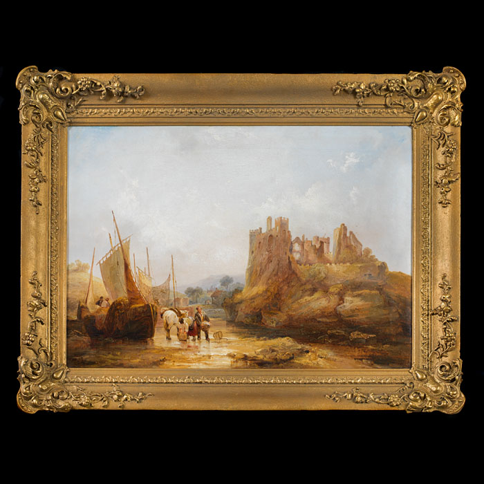 19th century Framed Landscape Oil with Ruins