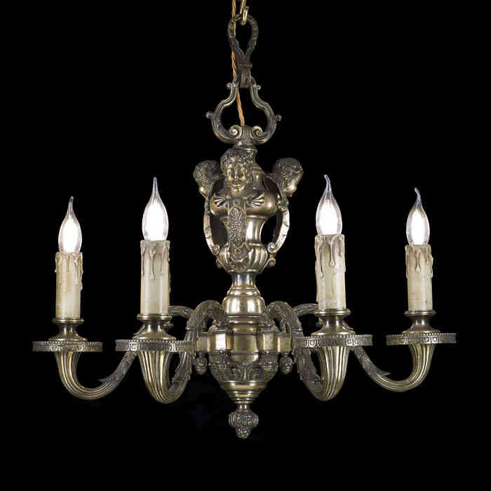 French Baroque Brass Chandelier 