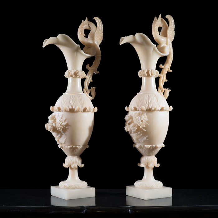 Renaissance Revival Alabaster Ewers 