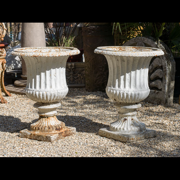 A pair of Victorian Cast Iron Campana Urns 