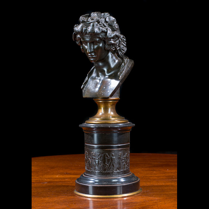  Bronze Library Bust of Dionysus 