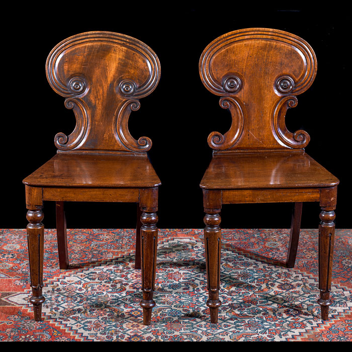  Pair of Mahogany Regency Hall Chairs 