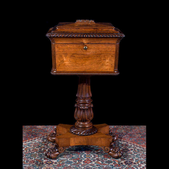 William IV Rosewood and Walnut Teapoy 