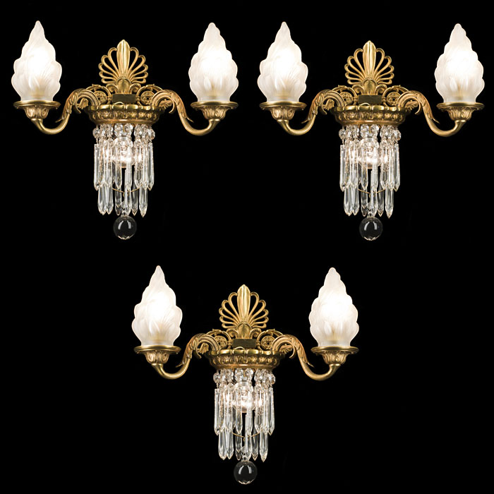 Set of Three Gilt Bronze Wall Sconces 