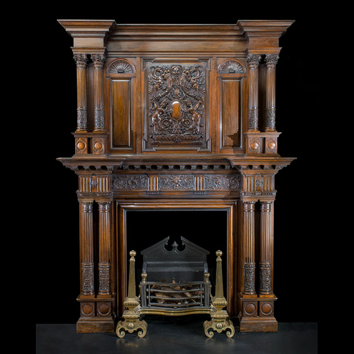 Grand Renaissance Revival Walnut Chimneypiece