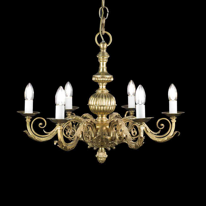 Victorian Gilt Five Branch Chandelier 